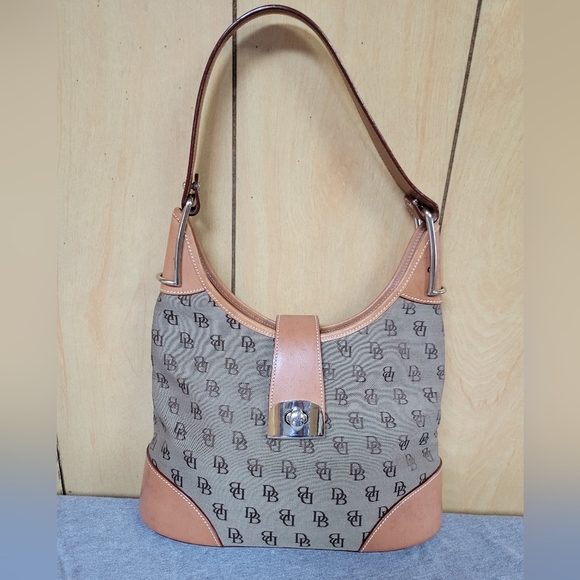 Dooney & Bourke Handbags - Dooney and Bourke Signature Canvas and Leather Shoulder Bag